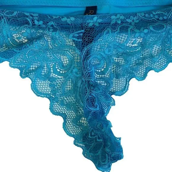 Rachel Roy Set Scallop Lace Lingerie Set Underwire Bra 38C Thong Panties XL NWT - Picture 8 of 13